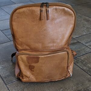 Queros Leather Backpack Cognac Brown